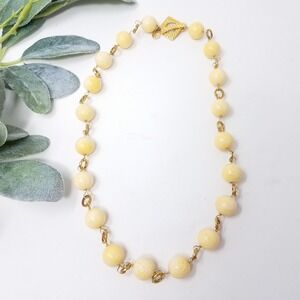 GAY HARRISON Vtg  COUTURE Cream Beaded Sponge Coral Necklace 20"